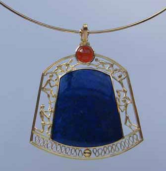 Lapis Lazuli and carnelian Pendant by Tony Williams